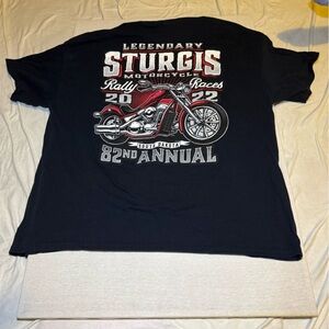 Gildan Black Tee with Red and White Sturgis Motorcycle Graphic